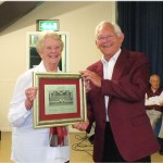 Alan Clark presents Anne with an engraved plaque